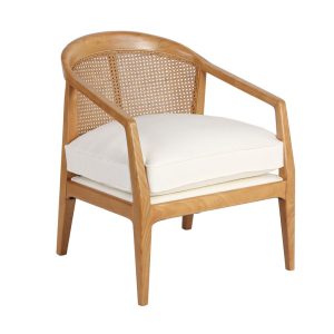 Willow Natural Rattan Arm Chair White Linen - 32684