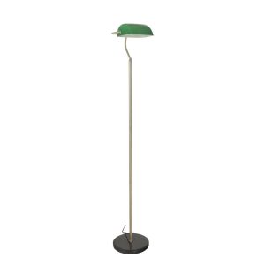 Bankers 1 Light Floor Lamp Antique Brass / Green - OL99443AB