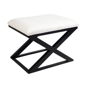 Spencer Black Timber Stool Natural Linen - 31276