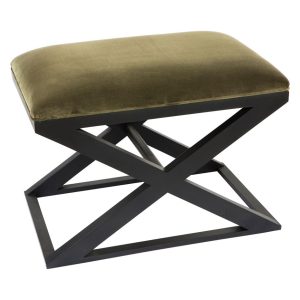 Spencer Black Timber Stool Moss Velvet - 31555