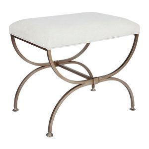 Novak Antique Gold Iron Stool Natural Linen - 32134