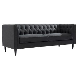 Tuxedo 3 Seater Tufted Sofa Charcoal Linen - 32285