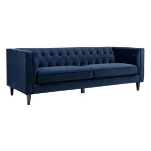 Tuxedo 3 Seater Tufted Sofa Navy Velvet - 32286