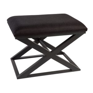 Spencer Black Timber Stool Black Linen - 32321