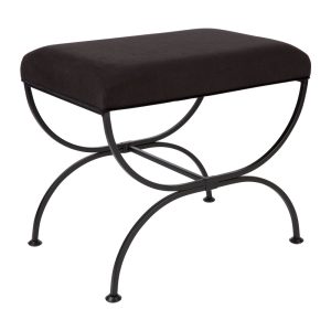 Novak Black Iron Stool Black Linen - 32414