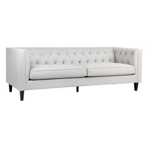 Tuxedo 3 Seater Tufted Sofa Cool Grey Linen - 32572