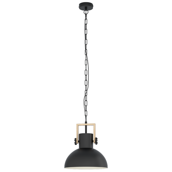 Lubenham 1 Light Industrial Pendant Black / Brown - 43162N