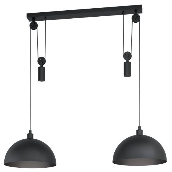 Winkworth 1 2 Light Rise & Fall Pendant Black - 43436N
