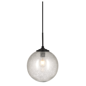 Sophia 1 Light Glass Globe Pendant Silver Mist / Black - Q223 + CGK-BL