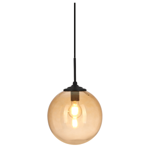 Sophia 1 Light Glass Globe Pendant Smoke / Black - Q316 + CGK-BL