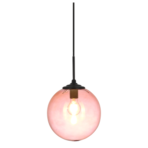 Sophia 1 Light Glass Globe Pendant Rose / Black - Q318 + CGK-BL