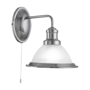 Sylvia Decorative Wall Light With Pull Switch Satin Chrome - R1481-SC