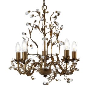 Jasmine 5 Light Decorative Pendant Brushed Brass - R2495-5P-BB