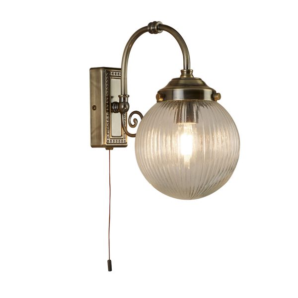 Etta Decorative Wall Light With Pull Switch Antique Brass - WL3259-AB