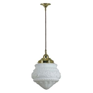 Single Cord Pendant Brass With 8" Premier Opal Matt Glass - 3001113