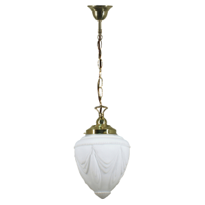 Single Chain Pendant Brass With 8" Empire Opal Matt Glass - 3001192