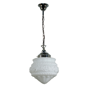 Single Chain Pendant Chrome With 8" Premier Opal Matt Glass - 3010231