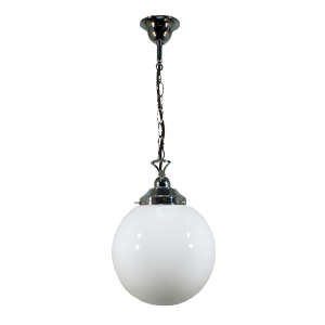 Single Chain Pendant Chrome With 10" Sphere Opal Gloss Glass - 3010235