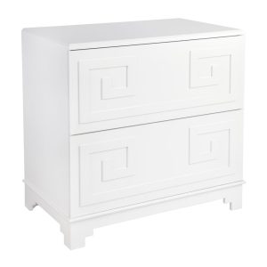 Greek Key Bedside Table White - 31708