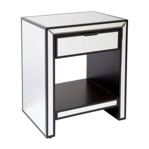 Sabrina Mirrored Bedside Table Small Black - 32439