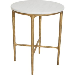 Heston Round Marble Side Table Brass - B32186
