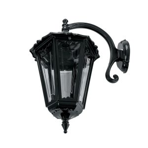 Chester Curved Arm Downward Wall Light Large Black - 15104