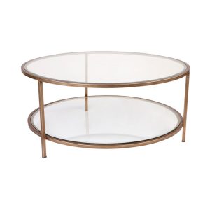 Cocktail Glass Round Coffee Table Antique Gold - 32408