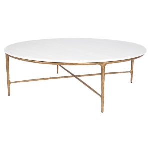 Heston Round Marble Coffee Table Brass - B32185