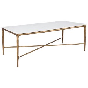 Heston Rectangle Marble Coffee Table Brass - B32329