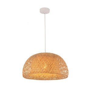 Interior Dome Small Natural Bamboo Finish Pendant - CANASTA1