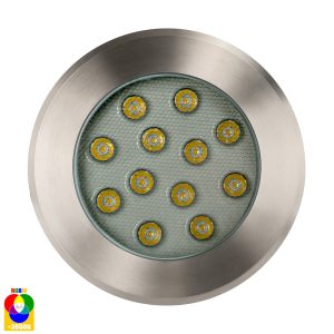 Split 12W LED Inground Uplighter Stainless Steel / RGB + Warm White - HV1843RGBW