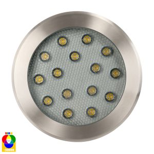 Split 18W LED Inground Uplighter Stainless Steel / RGB + Warm White - HV1845RGBW