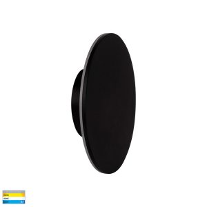 Halo 7W Round LED Wall Light Black / Tri-Colour - HV3591T-BLK