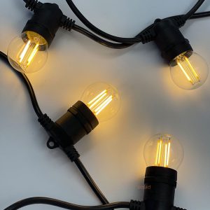 Festoon 10 Meter LED Dimmable 4W Fancy Round Clear Party Light Kit Black / Warm White - BF10B-E27-240V-4WG45C