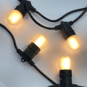 Festoon 10 Meter LED Dimmable 4W Fancy Round Frost Party Light Kit Black / Warm White - BF10B-E27-240V-4WG45F