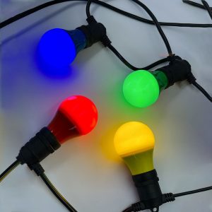 Festoon 20 Meter LED 5W Coloured GLS Party Light Kit Black - BF20B-E27-240V-5WA60RGBY