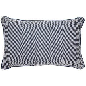 Candace Rectangle Feather Cushion Chevron Blue Linen - 50833