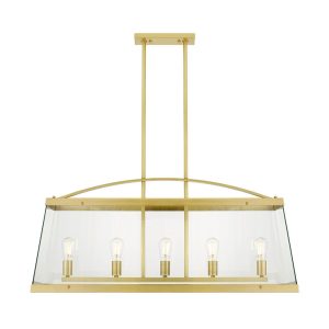 Colair 5 Light Industrial Pendant Brass - COLAIR PE5-BRS