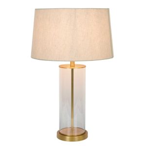 Iris Glass Table Lamp Aged Brass With Shade - ELDAN20134B3