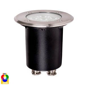 Metro 5W Round LED Ingroud Uplighter Stainless Steel / RGB + Warm White - HV1801RGBW