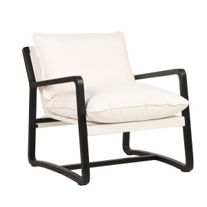 Malibu Black Arm Chair White Linen - 32841