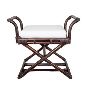 Bahamas Cross Leg Stool Brown With Cushion - FUR518