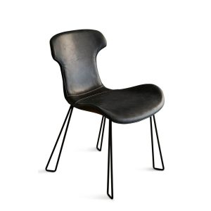 Yonkers Waxed Leather Upholstered Chair Slate Black - ZAF40470