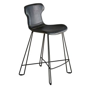 Yonkers Kitchen Counter Waxed Leather Stool Slate Black - ZAF40504