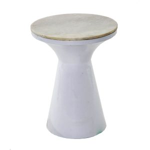 Karela Marble Top Round Side Table White - FUR1024