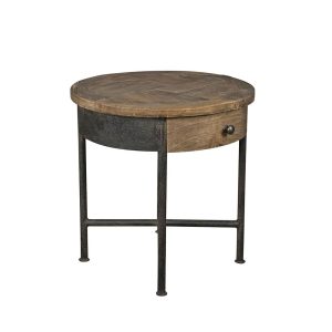 Denver Round Side Table Dark Natural - FUR1057NAT