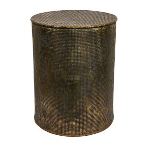 Nada Drum Side Table Antique Brass - FUR1079