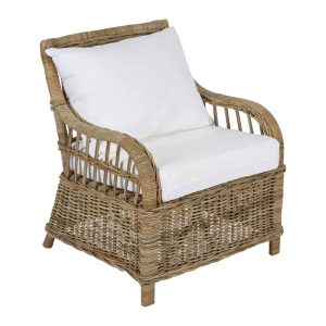 Kubu Rattan One Seater Sofa With Cushions - KITFUR1304