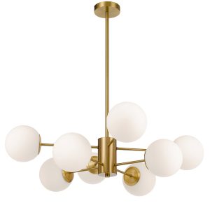 Marsten 8 Light Pendant Antique Gold / Opal Matt - MARSTEN PE8-AGOM