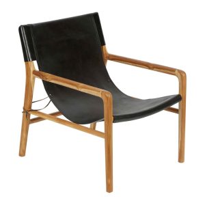 Ayun Leather Chair Black / Natural - RHDJ01BLNAT